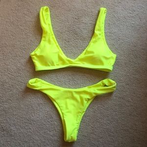 Neon yellow bathing suit